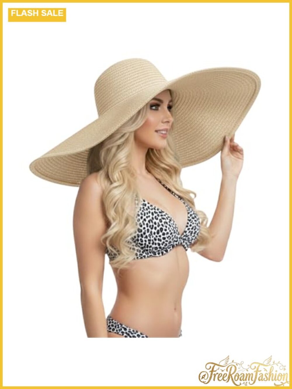 Paper Straw Sun Hat UPF 80+ Wide Brim Packable Foldable Beach Floppy